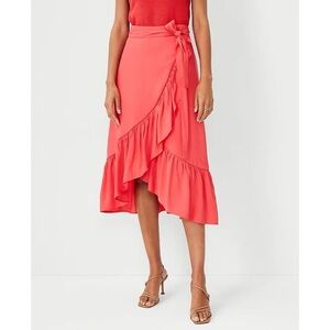 NWT Ann Taylor Flounce Wrap Midi Skirt